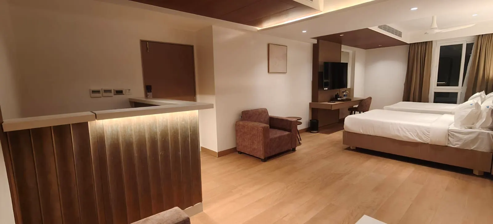 Balcony room with night sea view at Hotel Ocean Blue Visakhapatnam